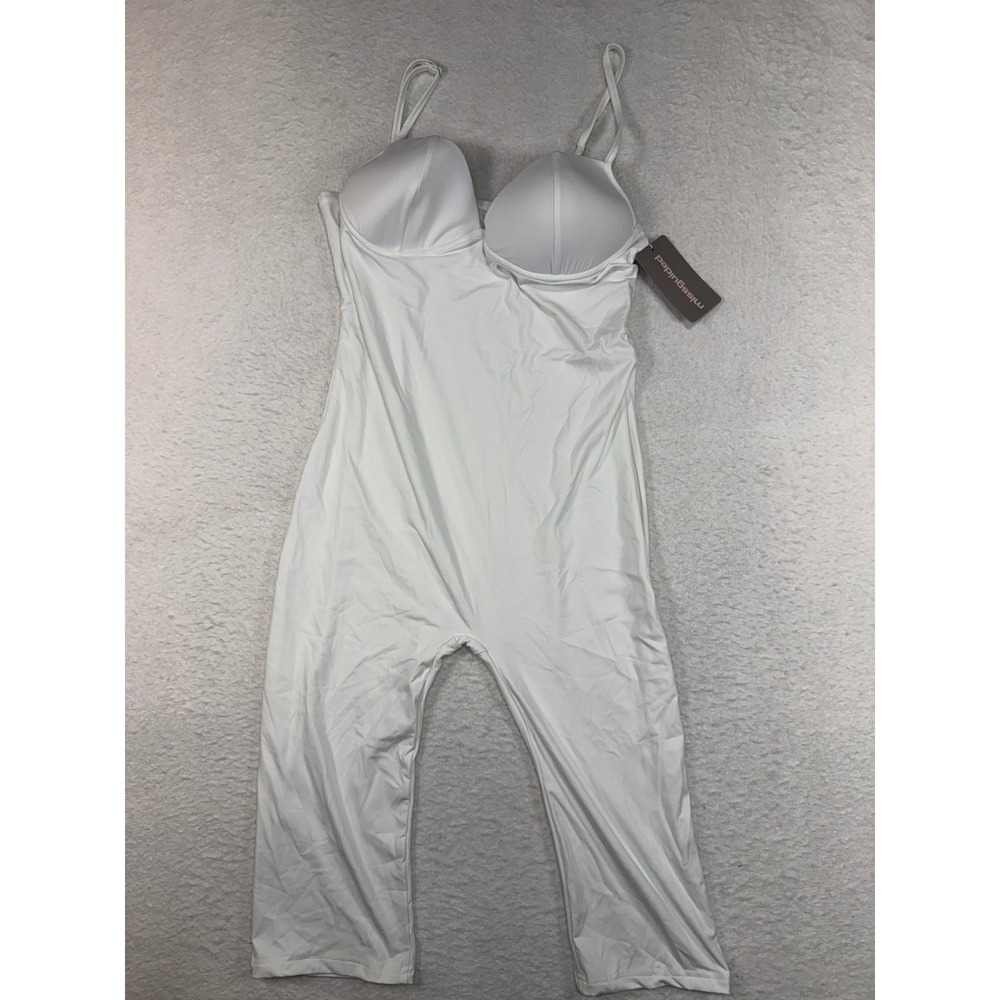 Missguided White Underwire Bodysuit Jumpsuit Size L Adjustable Straps NWT